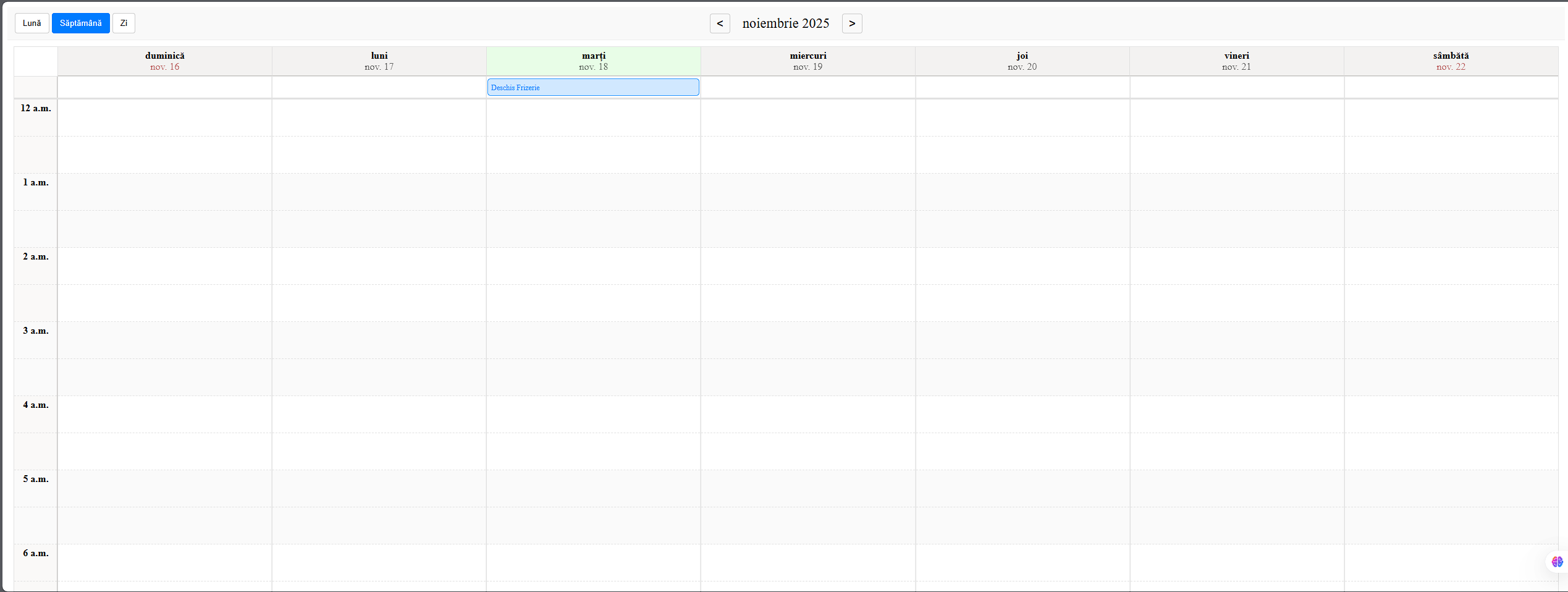 Screenshot Calendar Saptamana